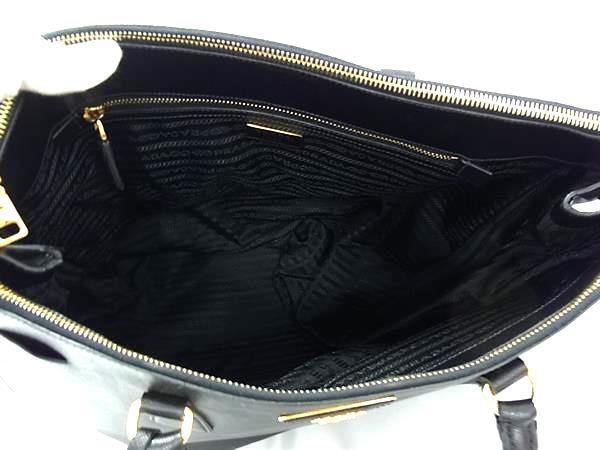 美品 PRADA プラダ トートバッグ ガレリア BN1802 ブラック サフィアーノレザー ユニセックス 三角プレート ゴールド金具