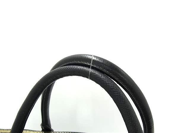 美品 PRADA プラダ トートバッグ ガレリア BN1802 ブラック サフィアーノレザー ユニセックス 三角プレート ゴールド金具