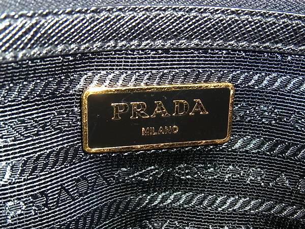 美品 PRADA プラダ トートバッグ ガレリア BN1802 ブラック サフィアーノレザー ユニセックス 三角プレート ゴールド金具