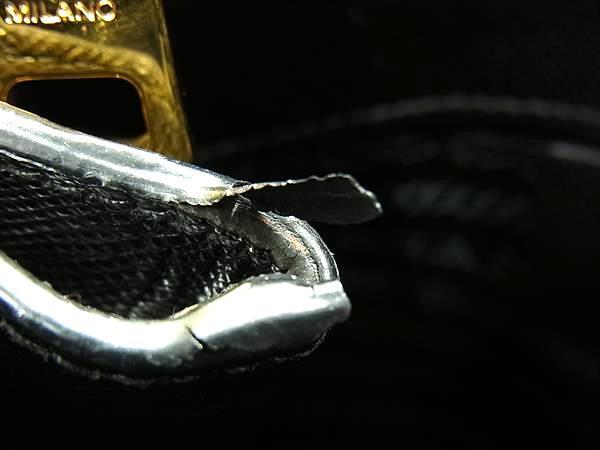 美品 PRADA プラダ トートバッグ ガレリア BN1802 ブラック サフィアーノレザー ユニセックス 三角プレート ゴールド金具