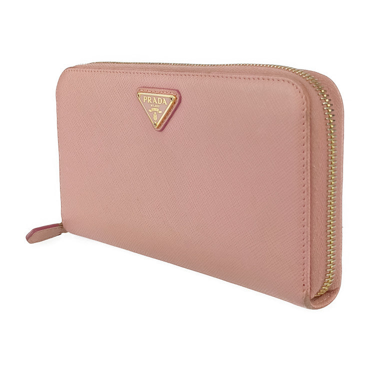 PRADA プラダ 長財布 1ML506 ピンク系 サフィアーノレザー レディース ラウンドファスナー ゴールド金具