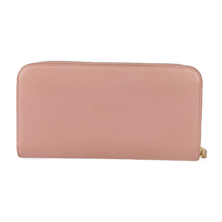 PRADA プラダ 長財布 1ML506 ピンク系 サフィアーノレザー レディース ラウンドファスナー ゴールド金具