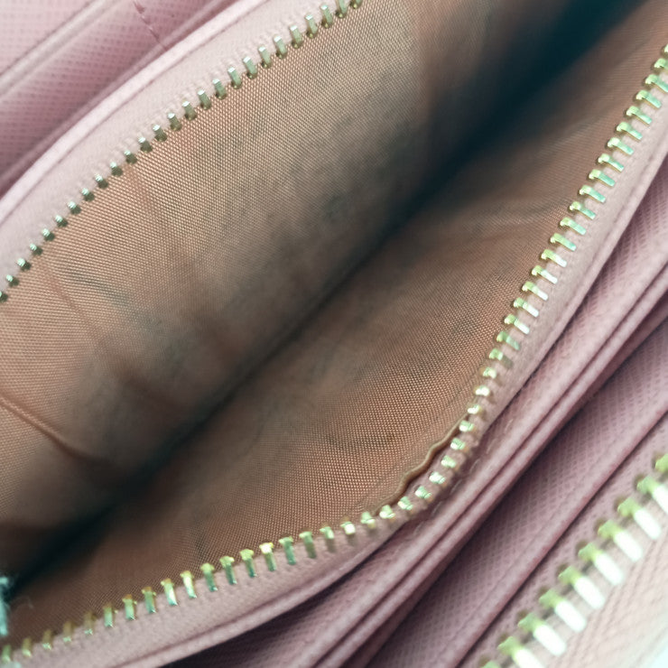 PRADA プラダ 長財布 1ML506 ピンク系 サフィアーノレザー レディース ラウンドファスナー ゴールド金具