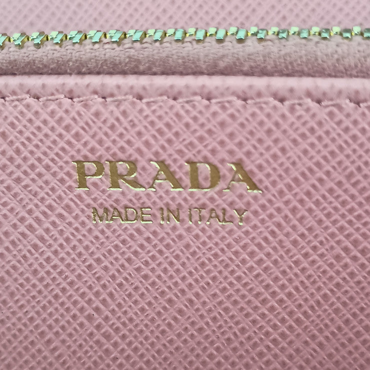 PRADA プラダ 長財布 1ML506 ピンク系 サフィアーノレザー レディース ラウンドファスナー ゴールド金具