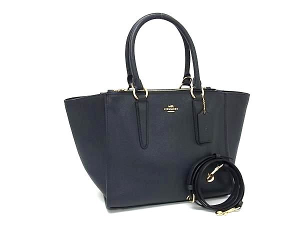 超美品 COACH コーチ ハンドバッグ F14928 ネイビー系 レザー レディース クロスビー キャリーオール 2WAY