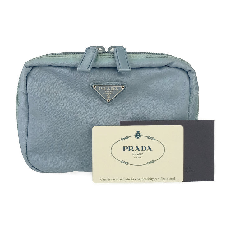 PRADA プラダ 化粧ポーチ 1N0724 ライトブルー系 テスートナイロン×レザー レディース