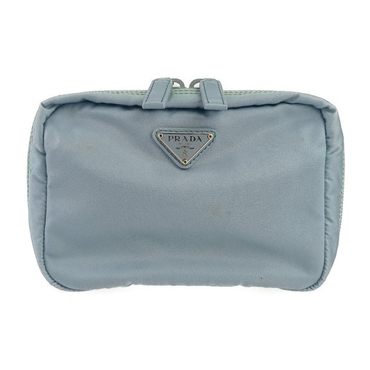 PRADA プラダ 化粧ポーチ 1N0724 ライトブルー系 テスートナイロン×レザー レディース