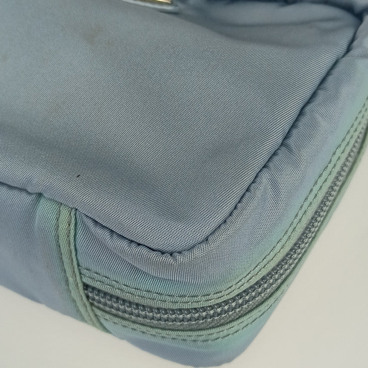 PRADA プラダ 化粧ポーチ 1N0724 ライトブルー系 テスートナイロン×レザー レディース