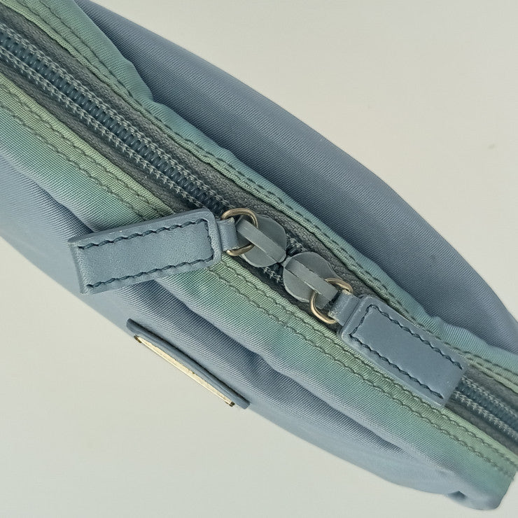 PRADA プラダ 化粧ポーチ 1N0724 ライトブルー系 テスートナイロン×レザー レディース