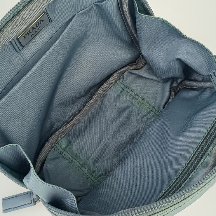 PRADA プラダ 化粧ポーチ 1N0724 ライトブルー系 テスートナイロン×レザー レディース