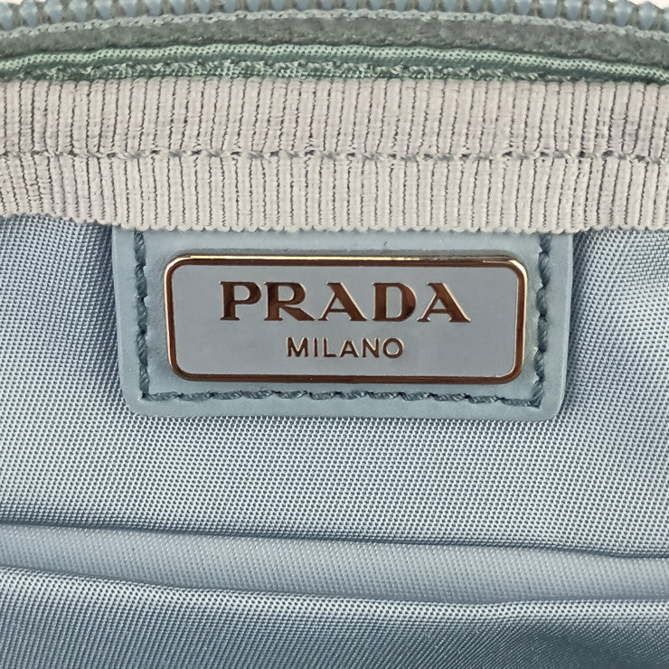PRADA プラダ 化粧ポーチ 1N0724 ライトブルー系 テスートナイロン×レザー レディース