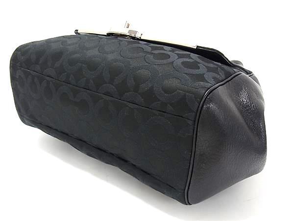 超美品 COACH コーチ ショルダーバッグ オプアート -25638 ブラック キャンバス×レザー レディース
