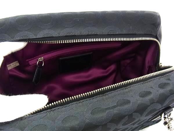 超美品 COACH コーチ ショルダーバッグ オプアート -25638 ブラック キャンバス×レザー レディース