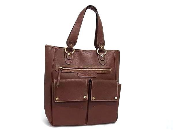 美品 BVLGARI ブルガリ トートバッグ マキシレッタレ - ブラウン系 レザー ユニセックス ベッキー ロゴ