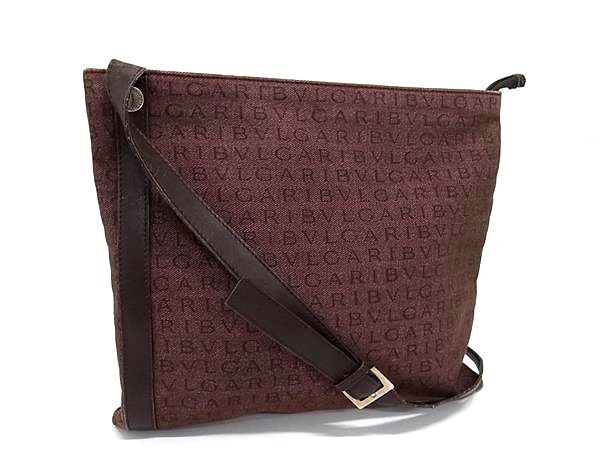 BVLGARI ブルガリ ショルダーバッグ ロゴマニア - ブラウン系 キャンバス×レザー ユニセックス