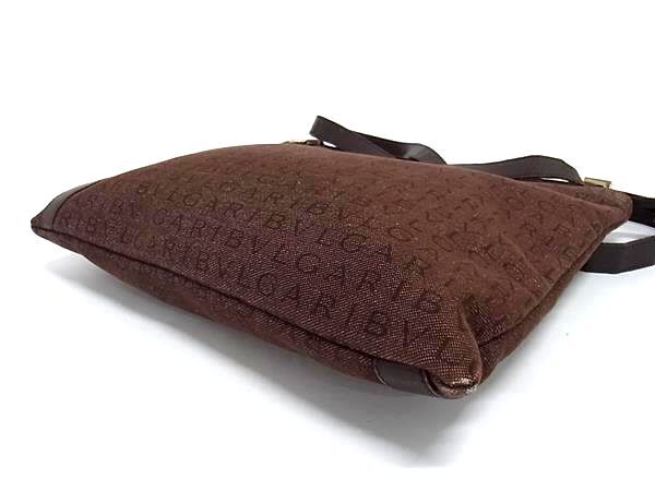 BVLGARI ブルガリ ショルダーバッグ ロゴマニア - ブラウン系 キャンバス×レザー ユニセックス
