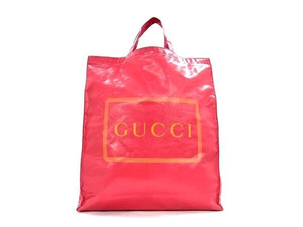 GUCCI グッチ トートバッグ ロゴプリント ミディアムトート 575140 ピンク PVC レディース 美品