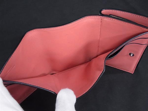 LOEWE ロエベ 財布 アナグラム トライフォールド ウォレット - グレージュ系×ブラウン系 レザー レディース 美品