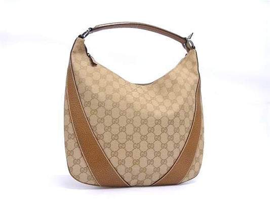 GUCCI グッチ ショルダーバッグ GGキャンバス 124357 ブラウン キャンバス×レザー レディース