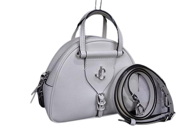 JIMMY CHOO ジミーチュウ ハンドバッグ ヴァレンヌ - アイボリー系 レザー レディース ロゴ 2WAY シルバー金具 美品