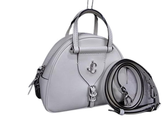 JIMMY CHOO ジミーチュウ ハンドバッグ ヴァレンヌ - アイボリー系 レザー レディース ロゴ 2WAY シルバー金具 美品