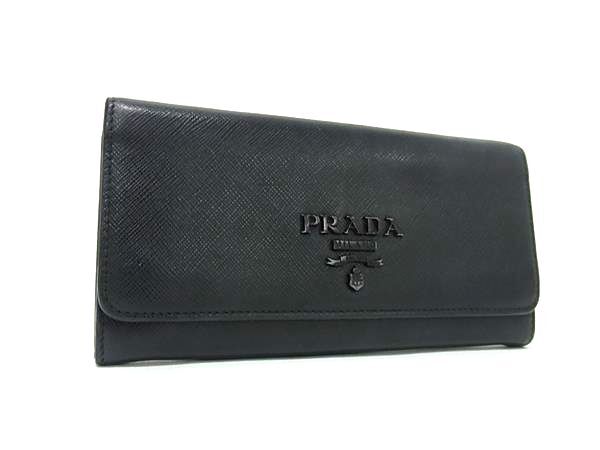 PRADA プラダ 長財布 SAFFIANO METAL ORO 1MH132 ブラック レザー レディース ゴールド金具