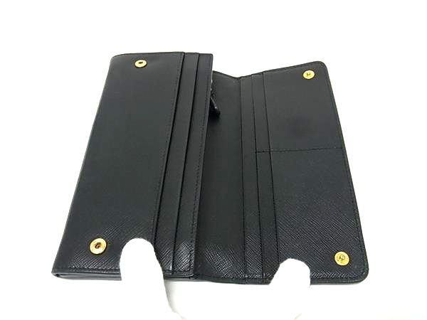 PRADA プラダ 長財布 SAFFIANO METAL ORO 1MH132 ブラック レザー レディース ゴールド金具