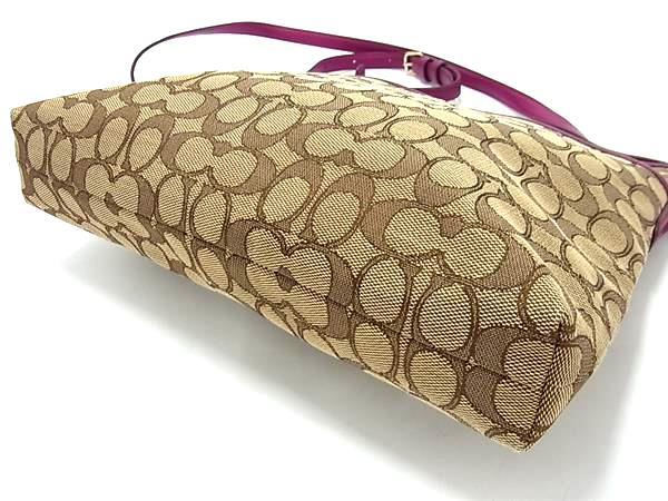 超美品 COACH コーチ ショルダーバッグ クロスボディバッグ F55363 ベージュ系×パープル系 キャンバス×レザー レディース ゴールド金具