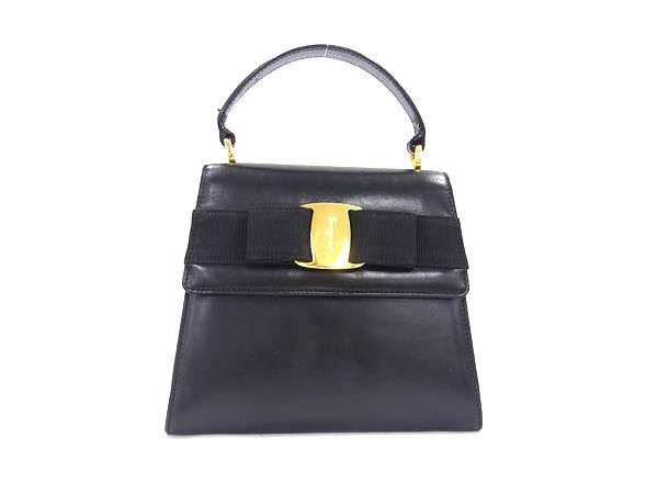 Salvatore Ferragamo サルヴァトーレ フェラガモ ハンドバッグ ヴァラ リボン トップハンドル AT-21 5677 ブラック レザー レディース ミニバッグ ゴールド金具