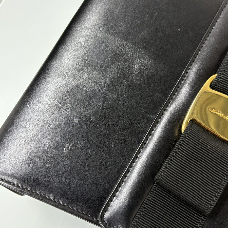 Salvatore Ferragamo サルヴァトーレ フェラガモ ハンドバッグ ヴァラ リボン トップハンドル AT-21 5677 ブラック レザー レディース ミニバッグ ゴールド金具