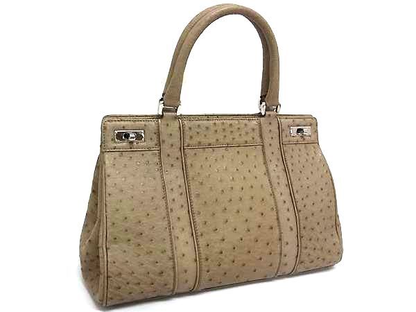 TIFFANY＆Co ティファニー バッグ ハンドバッグ - ベージュ系 オーストリッチ レディース シルバー金具 美品