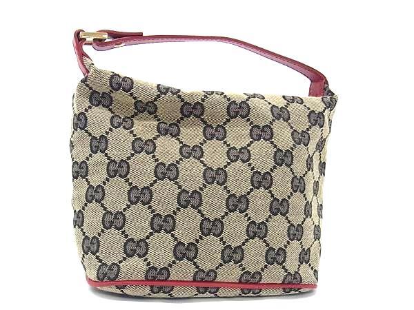 GUCCI グッチ ハンドバッグ ワンハンドル ミニバッグ 039 1147 ベージュ系×レッド系 GGキャンバス×レザー レディース ゴールド金具 超美品