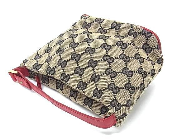 GUCCI グッチ ハンドバッグ ワンハンドル ミニバッグ 039 1147 ベージュ系×レッド系 GGキャンバス×レザー レディース ゴールド金具 超美品