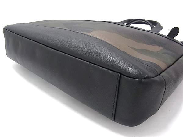 COACH コーチ ビジネスバッグ 2WAY ブリーフケース F59896 カーキ系×ブラック系 レザー メンズ 迷彩柄 カモフラ ショルダーバッグ シルバー金具 美品