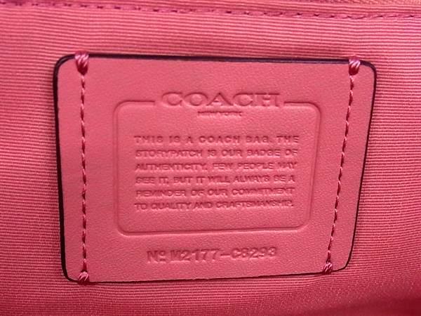 COACH コーチ トートバッグ C8293 ピンク×レッド キャンバス×レザー レディース 美品