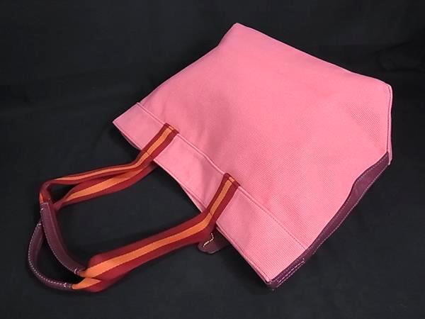 COACH コーチ トートバッグ C8293 ピンク×レッド キャンバス×レザー レディース 美品