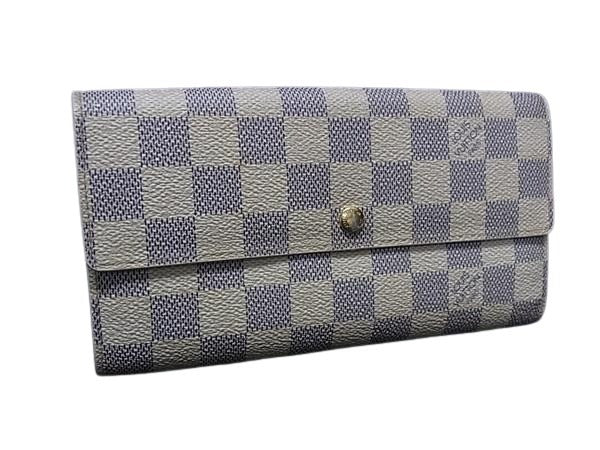 LOUIS VUITTON ルイヴィトン 財布 ダミエアズール ポルトフォイユ サラ N61735 アズール PVC レザー ユニセックス 二つ折り長財布 ゴールド金具