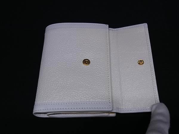 BVLGARI ブルガリ 財布 ドッピオトンド アイボリー系 レザー レディース がま口 三つ折り財布 ゴールド金具 美品