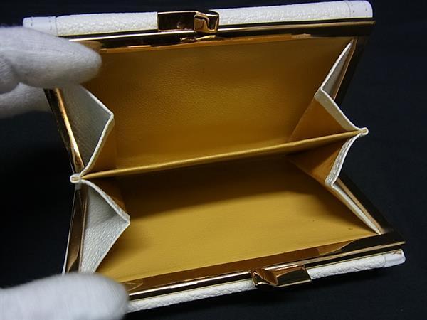 BVLGARI ブルガリ 財布 ドッピオトンド アイボリー系 レザー レディース がま口 三つ折り財布 ゴールド金具 美品