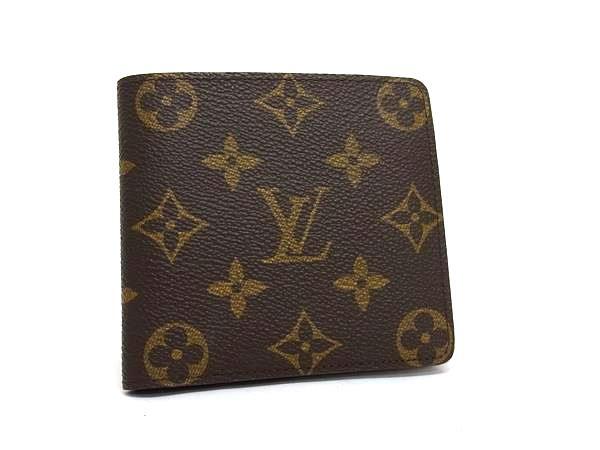 LOUIS VUITTON ルイヴィトン 財布 モノグラム ポルトビエ モネ M61669 ブラウン PVC レザー メンズ 二つ折り財布 美品