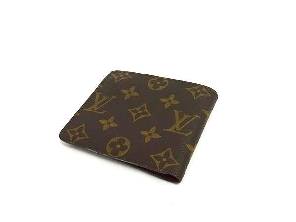 LOUIS VUITTON ルイヴィトン 財布 モノグラム ポルトビエ モネ M61669 ブラウン PVC レザー メンズ 二つ折り財布 美品