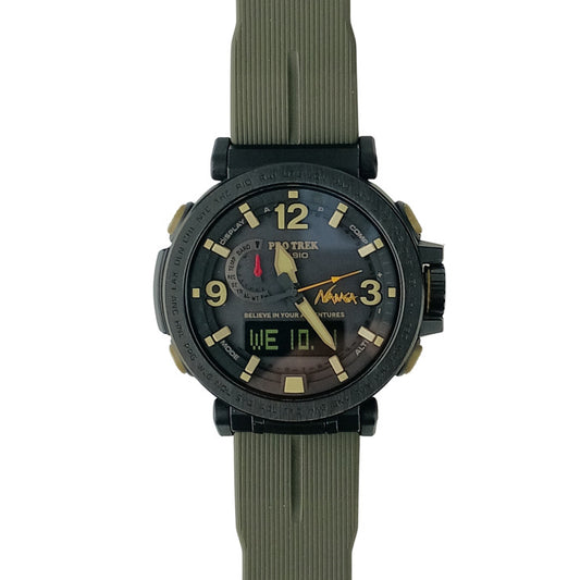CASIO カシオ 腕時計 NANGAコラボ プロトレック クライマーライン PRW 6630NA 1A3JR ブラック カーキ系 プラスチック メンズ アナデジ 電波ソーラー 美品