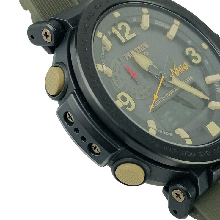 CASIO カシオ 腕時計 NANGAコラボ プロトレック クライマーライン PRW 6630NA 1A3JR ブラック カーキ系 プラスチック メンズ アナデジ 電波ソーラー 美品