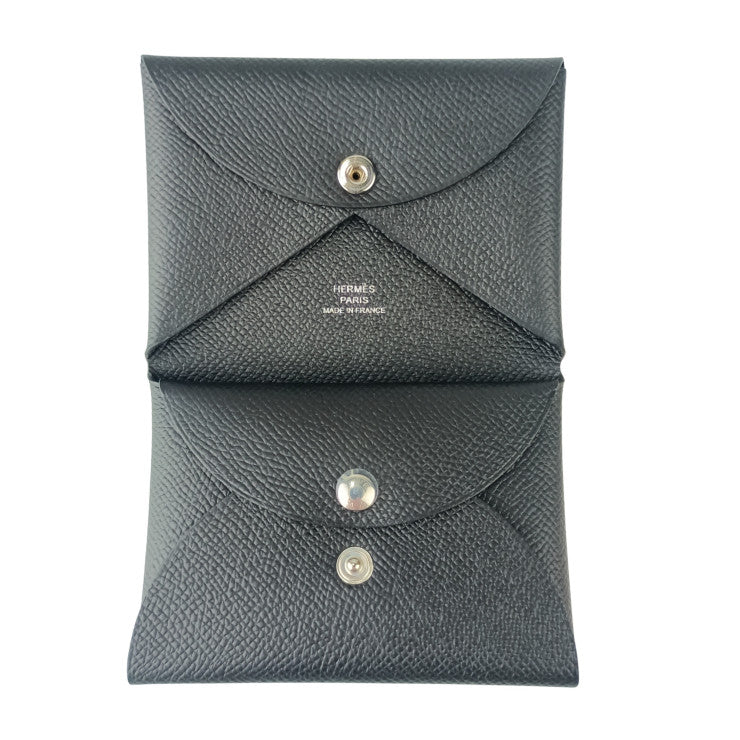 HERMES エルメス コインケース カルヴィ デュオ ブラック エプソン ユニセックス 小銭入れ W刻印 新品未使用展示品