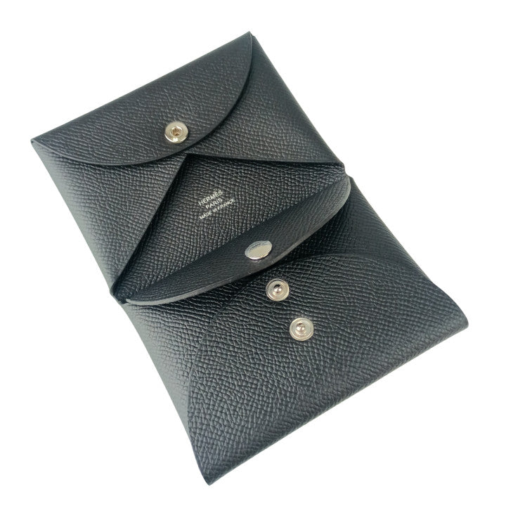 HERMES エルメス コインケース カルヴィ デュオ ブラック エプソン ユニセックス 小銭入れ W刻印 新品未使用展示品