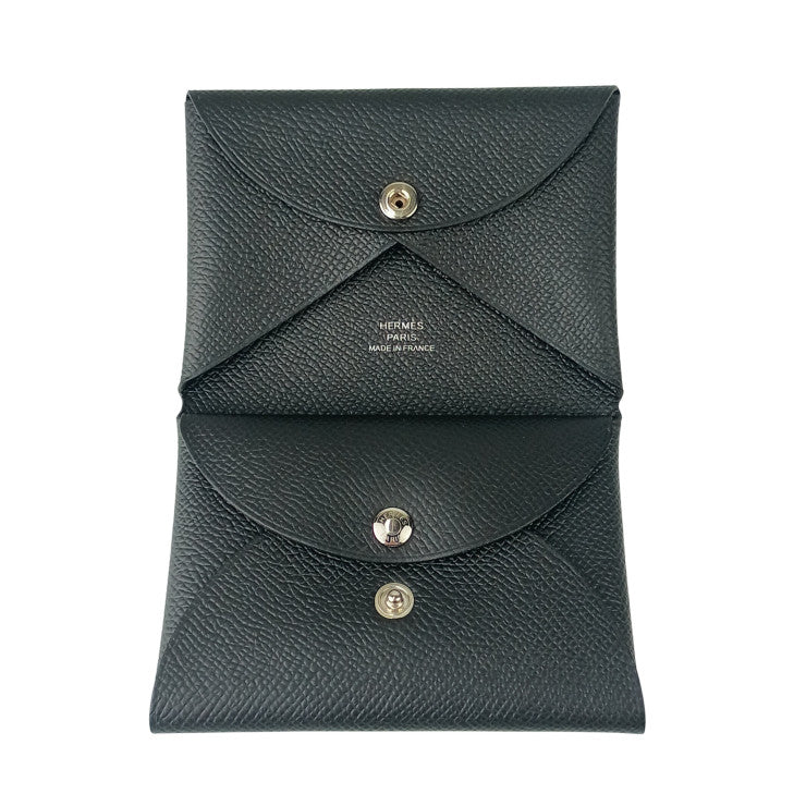 HERMES エルメス コインケース カルヴィ デュオ ブラック エプソン ユニセックス 小銭入れ W刻印 新品未使用展示品