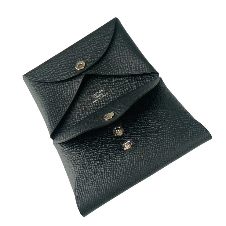 HERMES エルメス コインケース カルヴィ デュオ ブラック エプソン ユニセックス 小銭入れ W刻印 新品未使用展示品