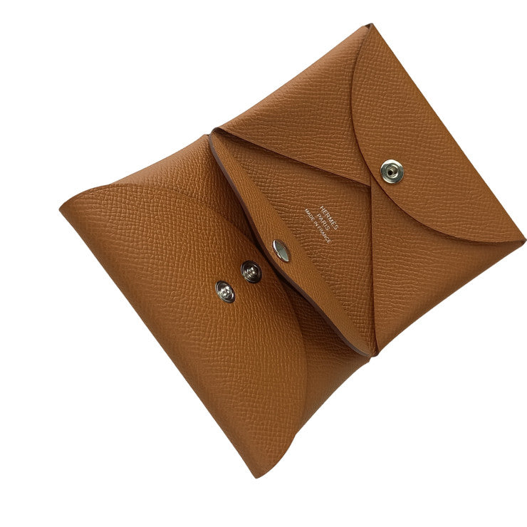 HERMES エルメス コインケース カルヴィ デュオ ゴールド エプソン ユニセックス 小銭入れ W刻印 新品未使用展示品