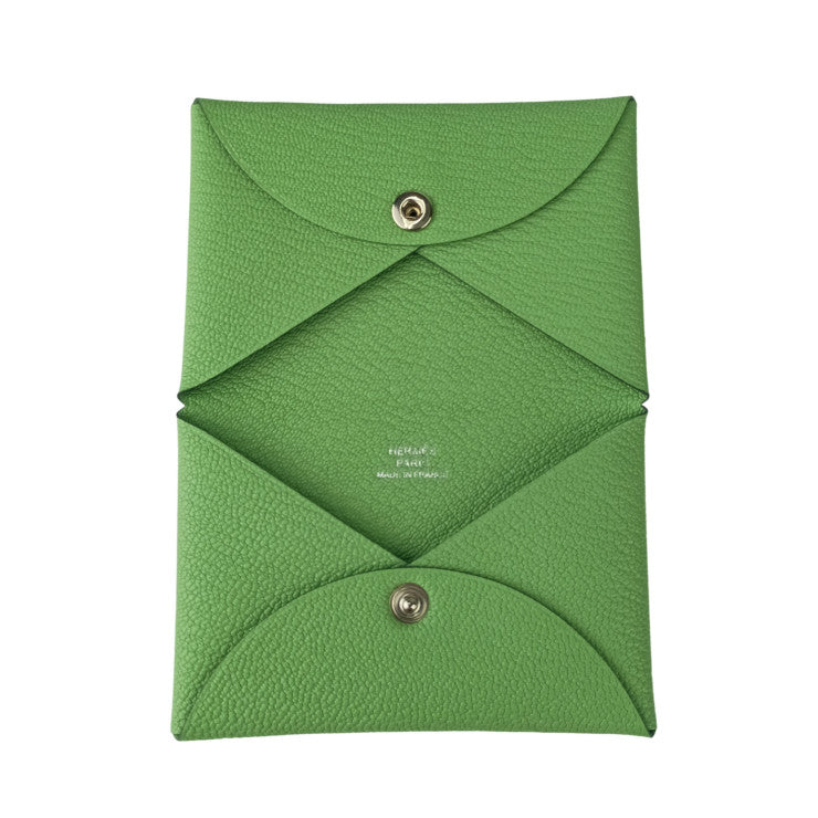 HERMES エルメス コインケース カルヴィ ヴェールクリケット シェーブル ユニセックス 小銭入れ W刻印 新品未使用展示品