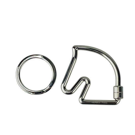 HERMES エルメス キーホルダー キーリング シュバル シルバー メタル ユニセックス バッグチャーム 馬モチーフ 新古未使用展示品